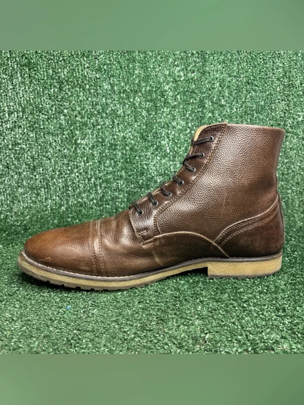 Diesel Brown Leather Lace Up Logger Combat Cap Toe Mens Boots‎ Size 12.5